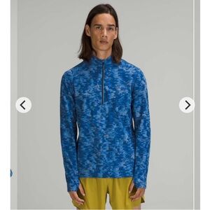 Lululemon Surge Warm 1/2 Zip Men Medium Data Rush Mini Jacquard Chambray Gym